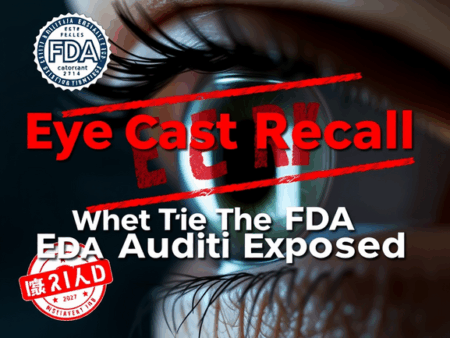 alt_text: Eye care product recall news cover featuring FDA emblem, urgent text, and a focus on ocular health.