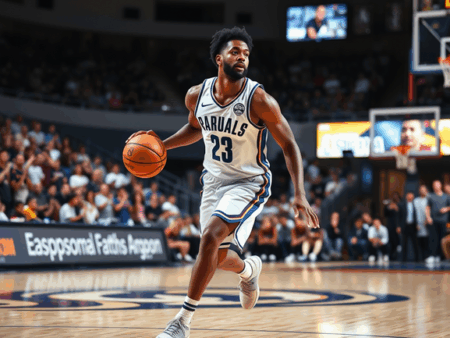 alt_text: Jalen Williams in action on the court, showcasing agility with a cheering crowd and dynamic lighting.